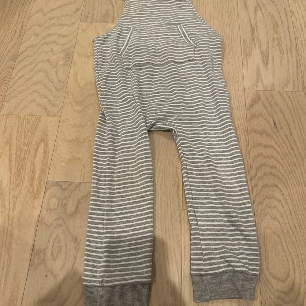 Little Sleepies Gray Striped Overalls